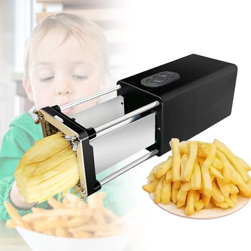 Affettatrice automatica per patate, tagliapatate elettrico per patatine fritte con lame in lega, tritatutto multifunzione per verdure, per carote e cetrioli(Black)