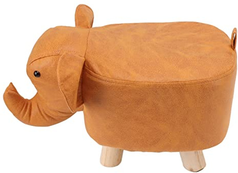 ZJchao Tabouret de Pied, Belle Dessin animé d'animaux Tabourets Ottoman éléphant rembourré de Pied Ottoman pour la Chambre de Chambre de de à Coucher de à Coucher, 11.8x9.8x9.4in (Orange)