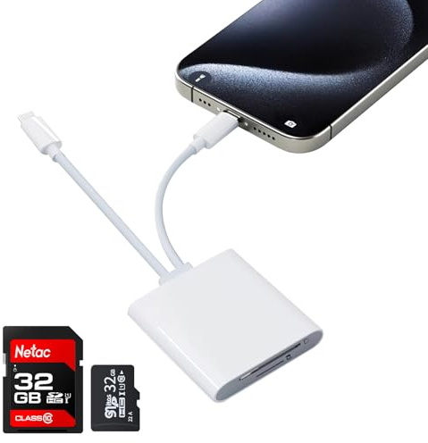 Lettore di schede SD per iPhone, iPad, adattatore OTG tipo C, lettore di schede USB C, lettore di schede SD USB C con doppio slot per microSD/SD, visualizzatore di schede di memoria per iPhone/iPad