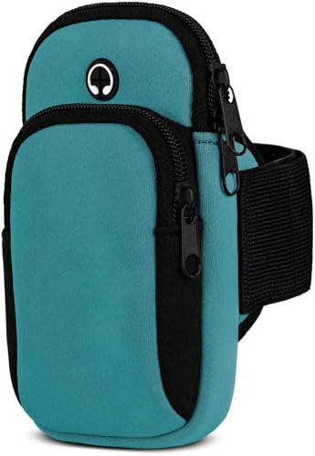 moex Handytasche Joggen für Google Pixel 9a Sportarmband Handy aus Neopren, Handyhalterung Arm zum Laufen Sport Armband, Laufarmband mit 2 Fächern, Lauftasche Jogging - Blau