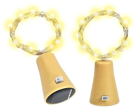 ENLACE Solar Flaschenlichter, 2 Stück 2M 20 LED Flaschenlichterkette Korken | Flaschenlicht Solar, Lichterkette Flaschenkorken für Hochzeit, Weihnachten, Garten, Party Deko, Warmweiß