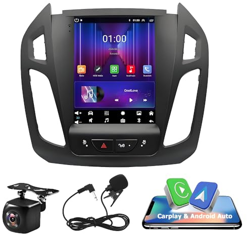 9.7 4G+64G Android 14 Car Stereo Radio for Ford Transit Connect 2014-2018 Double Din w/Wireless Carplay Android Auto Car Stereo MP3 MP4 Player w/AHD Backup Camera Mic Mirror Link Bluetooth FM/RDS SWC