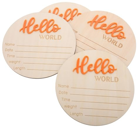 Didiseaon Wooden Birth Sign Card Newborn Welcome Sign for Nursery Shower Decor Prop
