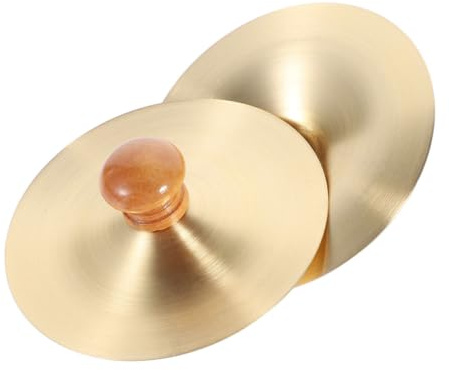 Goldene Kupfer Handzimbeln 7cm, 1 Paar, für Kinder und Erwachsene | Leicht zu Halten und Mitzunehmen, Reiner Klang, Traditionelles Schlaginstrument für Feiern und Partys