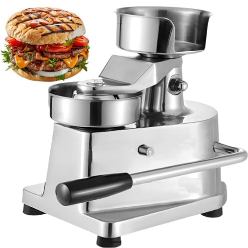 ExoticaBlend Pressa per Hamburger Commerciale, Hamburgatrice, Macchina per Hamburger Pressa in Acciaio Inox con 500 Pezzi di Carta per Hamburger 13cm
