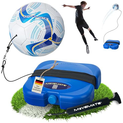 MOVEMATE® Set di allenamento per calcio con palla inclusa con corda | Popolare regalo calcistico per ragazzi | Innovativo attrezzo di allenamento per l'esterno, nel giardino, sul campo da calcio (Per