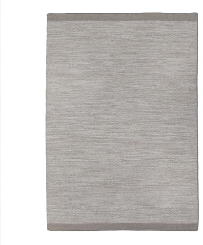 Steffensmeier Handweb Teppich Berlin | Wolle, Grau, handgewebt, Größe: 140x200 cm Wohnzimmer und Schlafzimmer