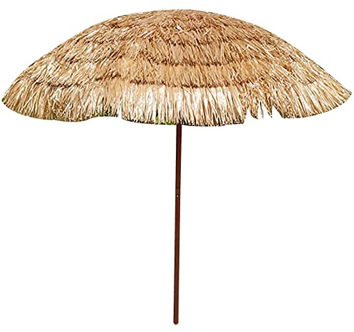 XFLSDHGD Ombrello Esotico in Paglia da Esterno con 8 Stecche Robuste e Design Inclinato, Impermeabile e Protezione Solare, per Giardino Terrazza Balcone Piscina Spiaggia, Colore Naturale