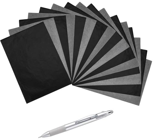 100 Blatt Pauspapier A4, Schwarzes Carbon-Transferpapier mit 4 in 1 Embossing-Stiften, Pauspapier, Kohlepapier, Transferpapier, Abpauspapier, Durchschlagpapier