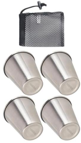 iplusmile Juego de Copas de Licor 4 Piezas Bolsa de Almacenamiento de Acero Inoxidable 304, Resistentes al Óxido y Saludables para Viajes y Fiestas al Aire Libre