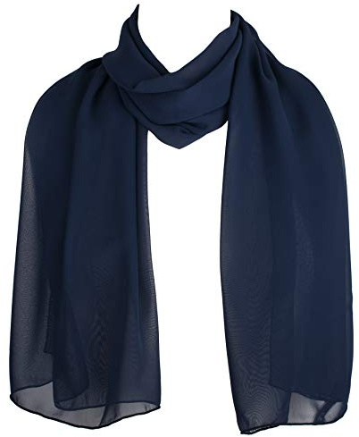 Hat To Socks Sciarpa Donna Premium in Chiffon Prodotta in Corea – Stola Leggera e Trasparente, Elegante e Morbida per Tutte le Stagioni (Blu Navy)