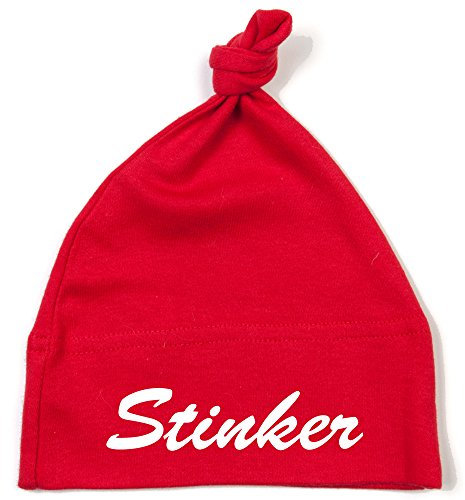 Schnoschi Babymütze in rot mit Stinker hochwertig Bestickt/gestickt