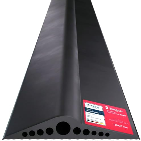 STEIGNER Seuil de garage 4,5m en EPDM noir 28mm x 155mm SGD03 – Kit isolant avec 2x colle montage et joint porte garage pour différents types de portes – Seuil tempête, anti-courant d’air