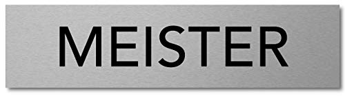 Interluxe Türschild Meister 200x50x3mm Schild aus Aluminium, modernes Schild für Werkstatt, Produktion, Büro oder Verwaltung
