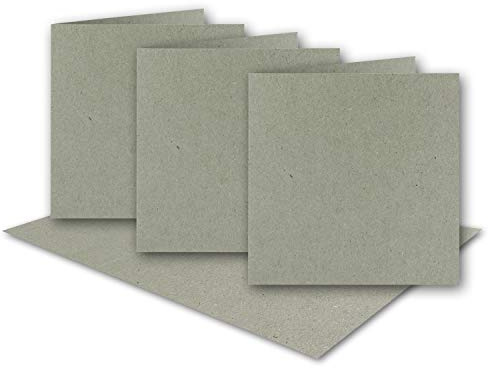 NEUSER PAPIER 25 x grått vintage kraftpapper vikbara kort fyrkantiga – 150 x 150 mm – 15 x 15 cm – återvunna 220 g tomma vikbara kort hållbara – miljö av GUSTAV NEUSER