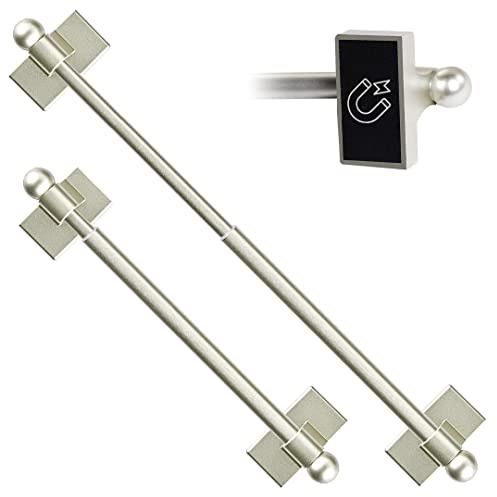 TidyFriend Magnetic Towel Holder for Refrigerator - 2 Pack Adjustable Towel Holder, Magnetic Towel Bar for Fridge, Kitchen Stove, Oven, Dishwasher, Sink Laundry Washing Machine (Classic Silver)