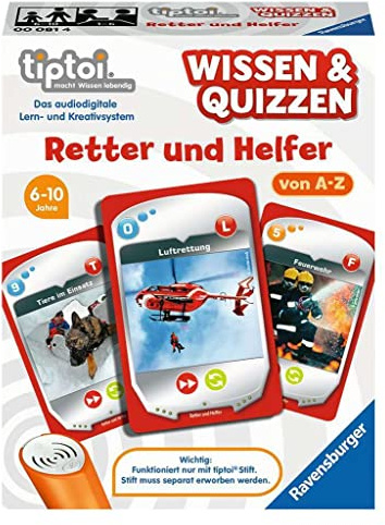 Ravensburger tiptoi 00081 conoscenza e quizz: soccorritori e aiutanti, gioco a quiz per bambini dai 6 anni in su, per 1-6 giocatori