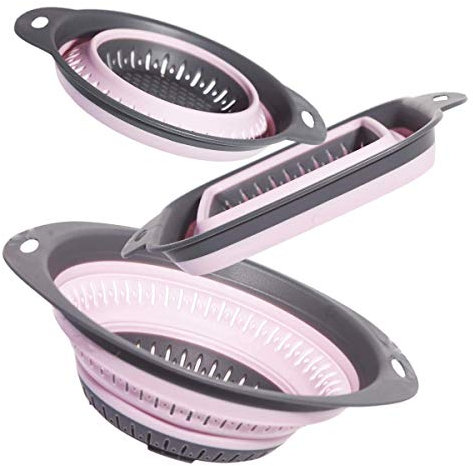 BXXY Set of 3 Collapsible Kitchen Colander/Strainer Perfect for Draining Pasta Vegetable Fruits (Pink(3Pcs)