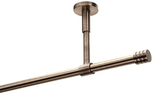 DécoProfi Gardinenstangen Antik Messing 1-läufig Ø 16 mm L: 120 cm I Endkappe mit Rille Gardinen/Vorhangstange im Set I Inklusive Träger, Befestigung und Endstücke I Decken- oder Wandbefestigung