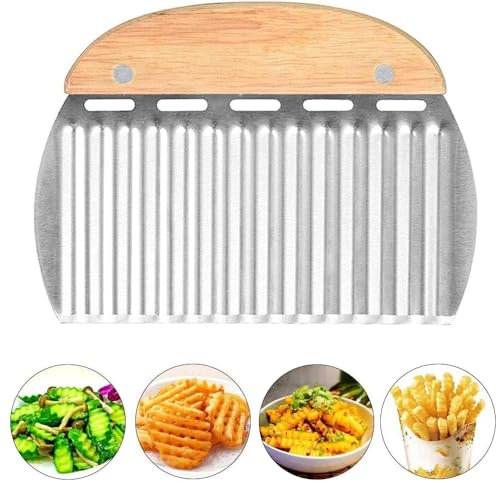 Rpanle Wellenschneider aus Edelstahl, Wellenmesser Kartoffelschneider für Kartoffeln, Crinkle, Pommes Frites und Obst, Gemüse-Klinge mit gewelltem Rand für Gemüse, Kartoffeln, Zwiebeln