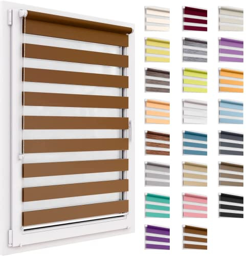 Doppelrollo ohne Bohren, 50x150cm Stoffgröße, Duo Rollo Klemmfix, Easyfix, lichtdurchlässig und verdunkelnd, Day&Night, Klemmrollo Sonnenschutzrollo Fensterrollo für Fenster & Türen