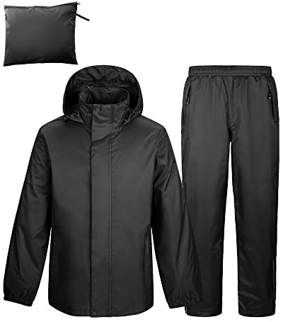 Traje de lluvia reflectante impermeable para hombre y mujer, chaqueta de lluvia plegable+pantalones de lluvia forrados al aire libre ropa impermeable a prueba de viento conjunto de lluvia para