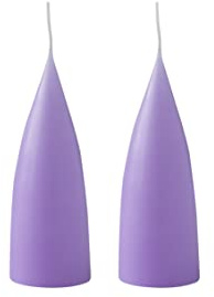 Kunstindustrien® Stumpenkerzen, Hergestellt in Dänemark, 43 Farben verfügbar, Kegel Kerze, Durchgefärbte Stumpenkerze lange Brenndauer von 15 Stunden, Kerzen Deko, 2 Stück, 6,5 x 16cm (Pastelllila)