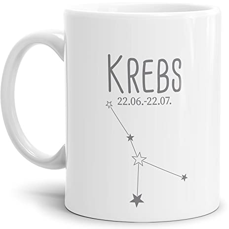 Tasse mit Sternzeichen Krebs - Sternbild Kaffeetasse mit Spruch - Geschenk zum Geburtstag, Horoskop, Astronomie - Keramik Weiß, 300 ml | Krebs