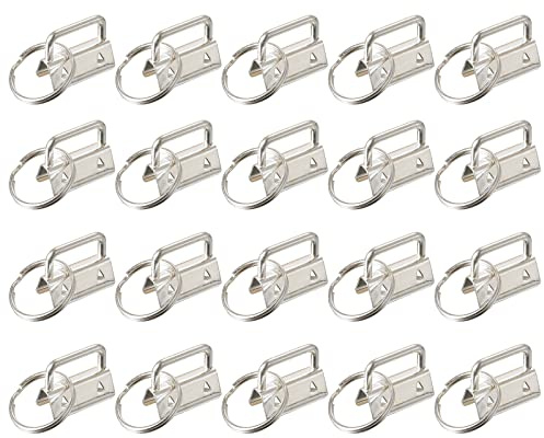 sourcing map 72 Stück 32 mm Schlüsselanhänger Hardware Set mit Schlüsselanhänger Ring zum selber machen für Taschen, Gurtband, Handgelenk, Schlüsselbänder, silberfarben
