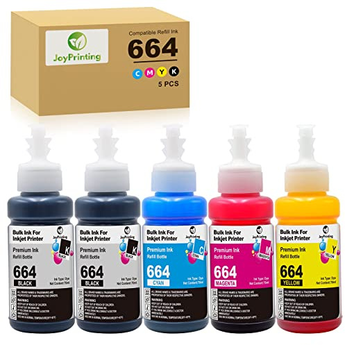 JoyPrinting Tinte T664 Kompatibel mit Epson 664 Farbe Tintenpatronen Multipack für EcoTank ET-2500 ET-2550 ET-2600 ET-2650 ET-4500 ET-14000 L396 L3050 L3060 L3070 L110 L120 L130 L200 L210 L220 L222
