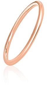 Mary & Jules Ring Rosegold Damen 925 Sterling Silber, Vorsteckring rosegold vergoldet, schlichter, feiner Damenring, Verlobungsring, Eheringe Gold, aus recyceltem Silber, Größe 54