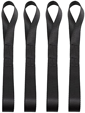 4 Stück Doppelschlaufen Zurrschlaufen Schlaufen Spanngurte Gewebte Nylon Gurt - 800kg Arbeitslast, 25 * 400 mm Gurtschlaufen für Motorrad, ATV, UTV, Fahrrad, Camping, Klettern, Aufhängung, Schwarz