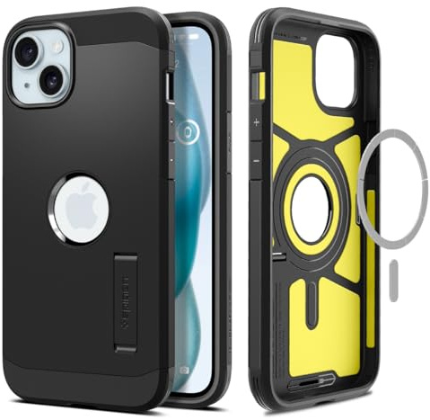 Spigen Tough Armor MagFit Case for iPhone 15, Compatible with MagSafe Accessories - Black