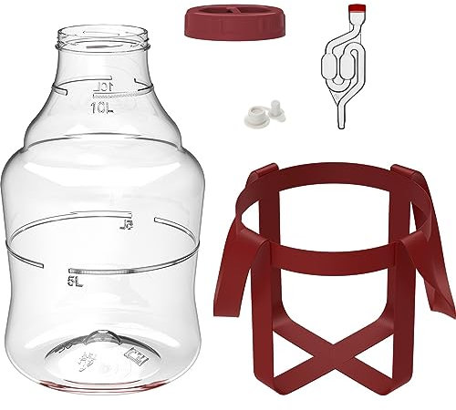 lilawelt24 10 L Gärballon Weinballon Gärbehälter Flasche Weithalsballon Gummistopfen