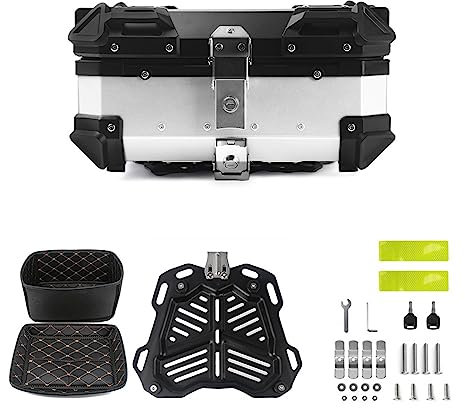 FUYAO 28L Aluminium-Topcase,Motorradkoffer Motorrad Top case Kleiner,universal Quad Heck Koffer Motorrad Kofferraum Gepäck mit Sicherheitsschloss
