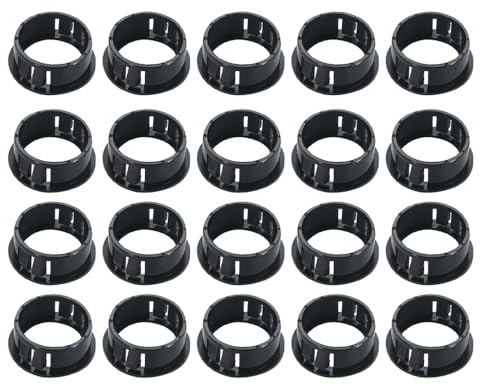 Leliafleury Kunststoff-Lochstopfen 40 mm, rund, schwarz, Kabeldurchführung für Kabelschutz, 20 Stück
