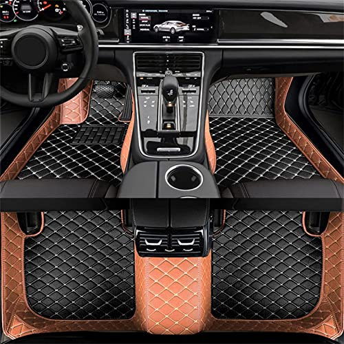 NALSA Leder Auto FußMatten Für Opel Adam 2012, Vollständige Abdeckung Autotepiche Allwetter Fußmatten Wasserdicht Anti-Rutsch Teppich Automatte Schutz Zubehör,D/Black-Brown