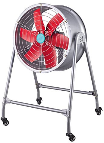 WAOCEO Exhaust Fan Industrial Floor Type Ventilation Fan 20 Inch High Velocity Heavy Duty Exhaust Fan Commercial Round Metal Vent Fan with Mobile Stand, 1400RPM Ventilation Extractor Vent Fans