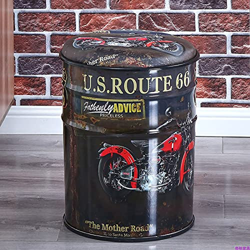 GraSky Rustikaler Ottoman-Sitz aus Metall: Beistelltisch und Aufbewahrungshocker im Landhausstil, gepolstert mit Kunstleder, 46x35x35cm (18x14x14)
