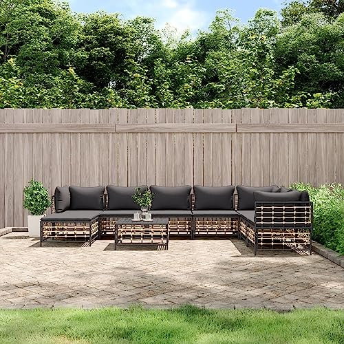 NITCA 9-TLG-2 Garten-Lounge-Set Alu Outdoor Gartenmöbel Loungemöbel mit Kissen Große Garten Sitzgruppe Lounge Aluminium Lounge Gartenmöbel Set Balkonset Dunkelgrau