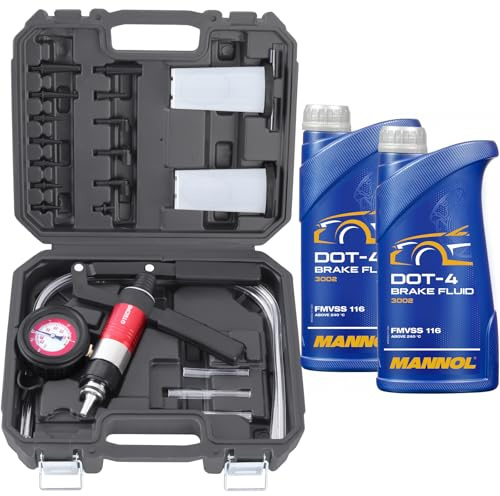 TECPO Vakuumpumpe Bremsenentlüfter Entlüftung Unterdruck + Bremsflüssigkeit 2x 910g