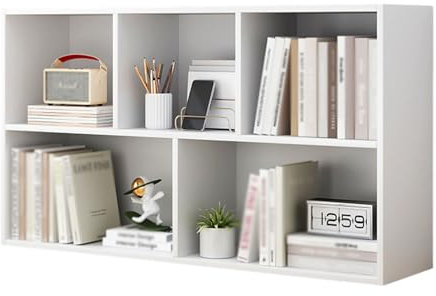 2-stufiger Schreibtisch-Organizer und Aufbewahrung mit 5 offenen Ablagefächern, Mehrzweck-Bücherregal, Schreibtisch-Organizer, Schreibtisch-Bücherregal aus Holz für Wohnheim, Büro und Zuhause