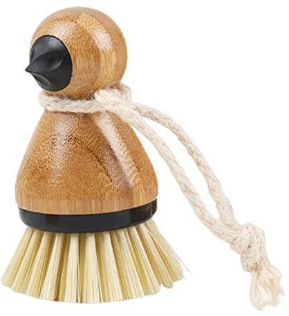 WATIIFUFU Obstbürste Vertikale Schüsselreinigungsbürste Obst Und Gemüsebürste Pfannenreinigung Gemüsereiniger Bambusgriff Tellerwaschreiniger Küchengerät