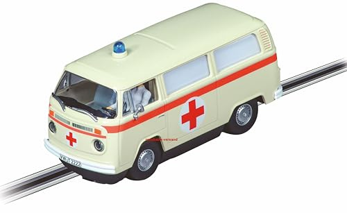 Carrera DIGITAL 132 20032033 VW BUS T2b ”Ambulance, Red Cross” Slotbil, Ready to Race, perfekt för barn och vuxna, skalenlig kopia i skala 1:32 med ljus- och ljudfunktion