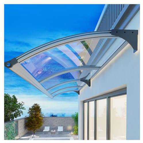 Türvordach,Wetterfeste Türvordach,Pultbogenvordach,Überdachung Haustür aus Aluminium und Polycarbonat,UV-Schutz Vordach Haustür Überdachung,Schlagfest Haustürvordach(150x200cm/59x79in)