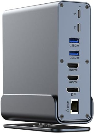 Zwfjcmsa Estación de acoplamiento USB-C 15 en 1 4K HD Hub vertical con triple monitor, RJ45 1000M, USB 3.0/2.0, PD 3.0, SD/TF para PC y portátil