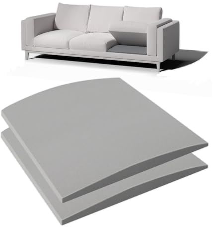 Spongiduits Couch Cushion Support for Sagging Seat, 20x20x2 40D High Density Curved Foam Sofa Cushion Support, Under-Cushion Sag Repair,Grey Set of 2