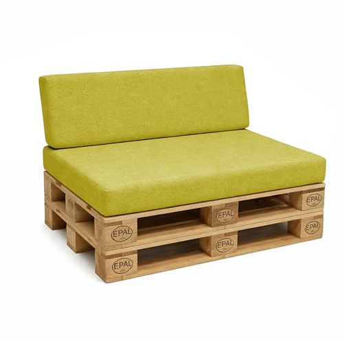 POKAR Palettenkissen Palettenauflagen mit abnehmbarem Bezug Palettenmöbel Palettensofa 2er Set: Sitzkissen 120x80 + Rückenlehne 120x40, Limette