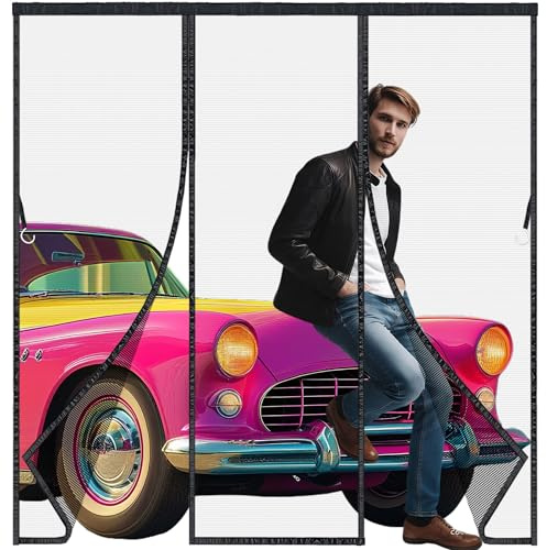 Moustiquaire Porte 240x220cm Fenetre Aimantée Magnetique, Rideaux Anti Mouches pour Porte, Rideaux Toile Insect Ecran,Moustiquaire Baie Vitree Coulissante,Magnétique Moustique Sans Perçage Noir