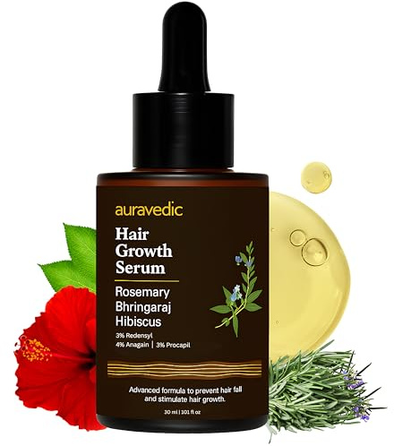 Auravedic Advance Hair Growth Serum For Scalp With Anagain 2%, Redensyl 3%, Procapil 3%, Caffeine, Biotin, Bhringaraj, Rosemary Oil For Hair Serum For Hair Fall Control